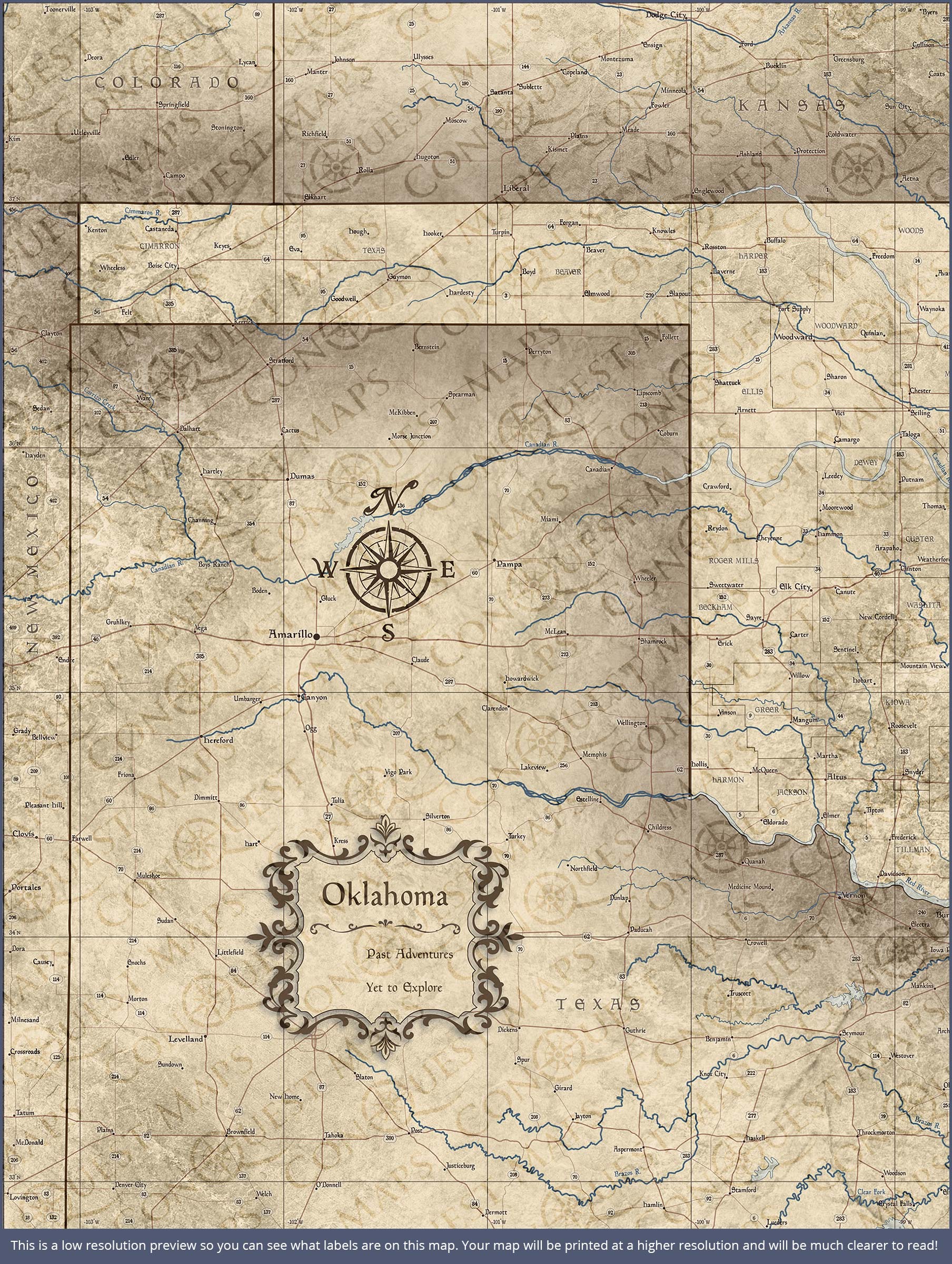 Push Pin Oklahoma Map (Pin Board) - Rustic Vintage CM Pin Board