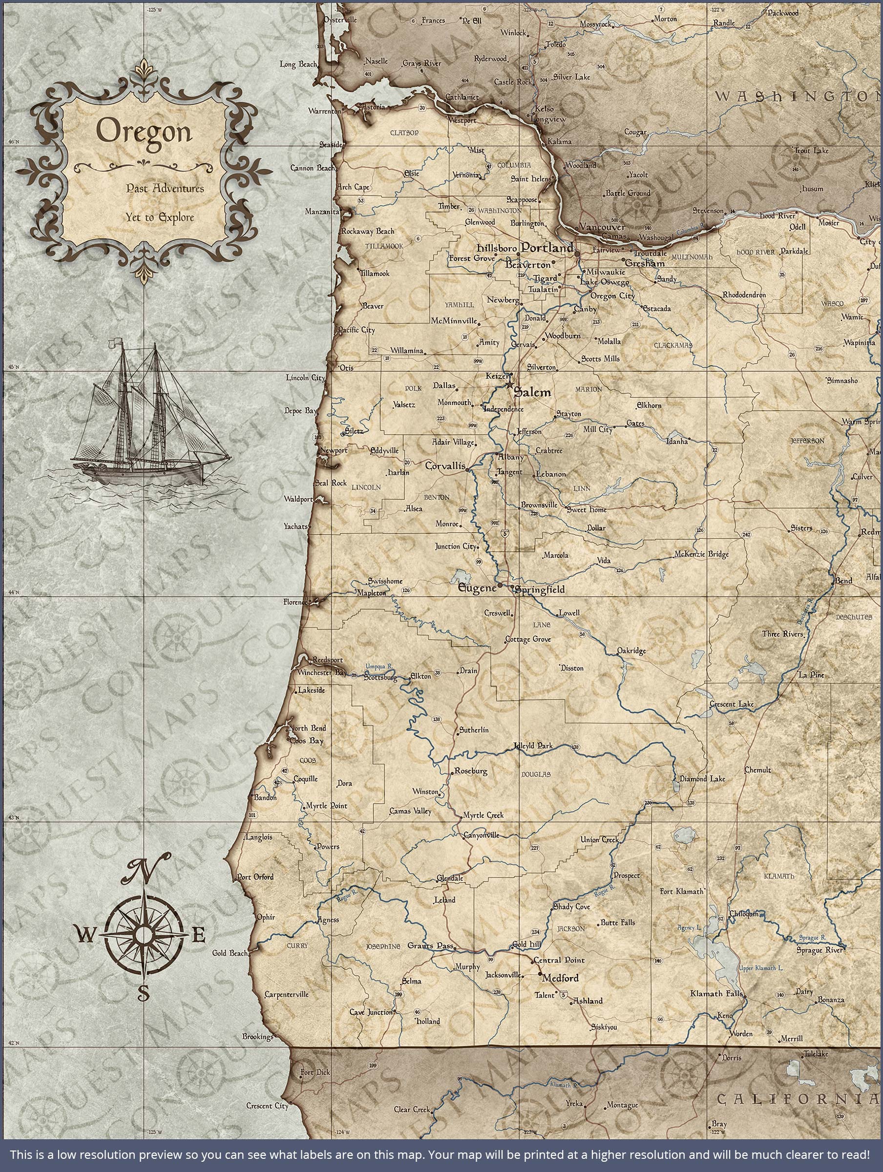 Push Pin Oregon Map (Pin Board) - Rustic Vintage CM Pin Board