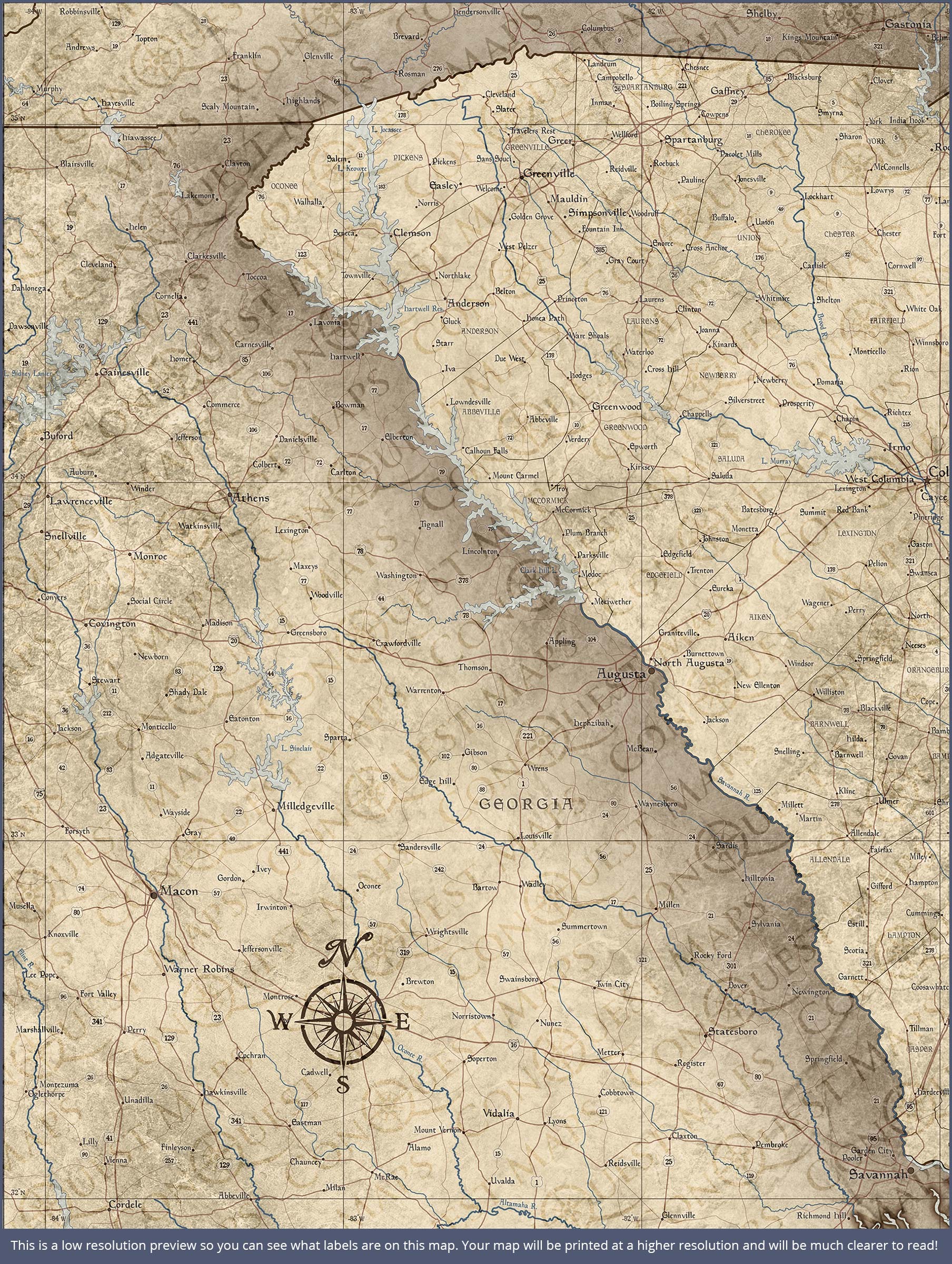 Push Pin South Carolina Map (Pin Board) - Rustic Vintage CM Pin Board