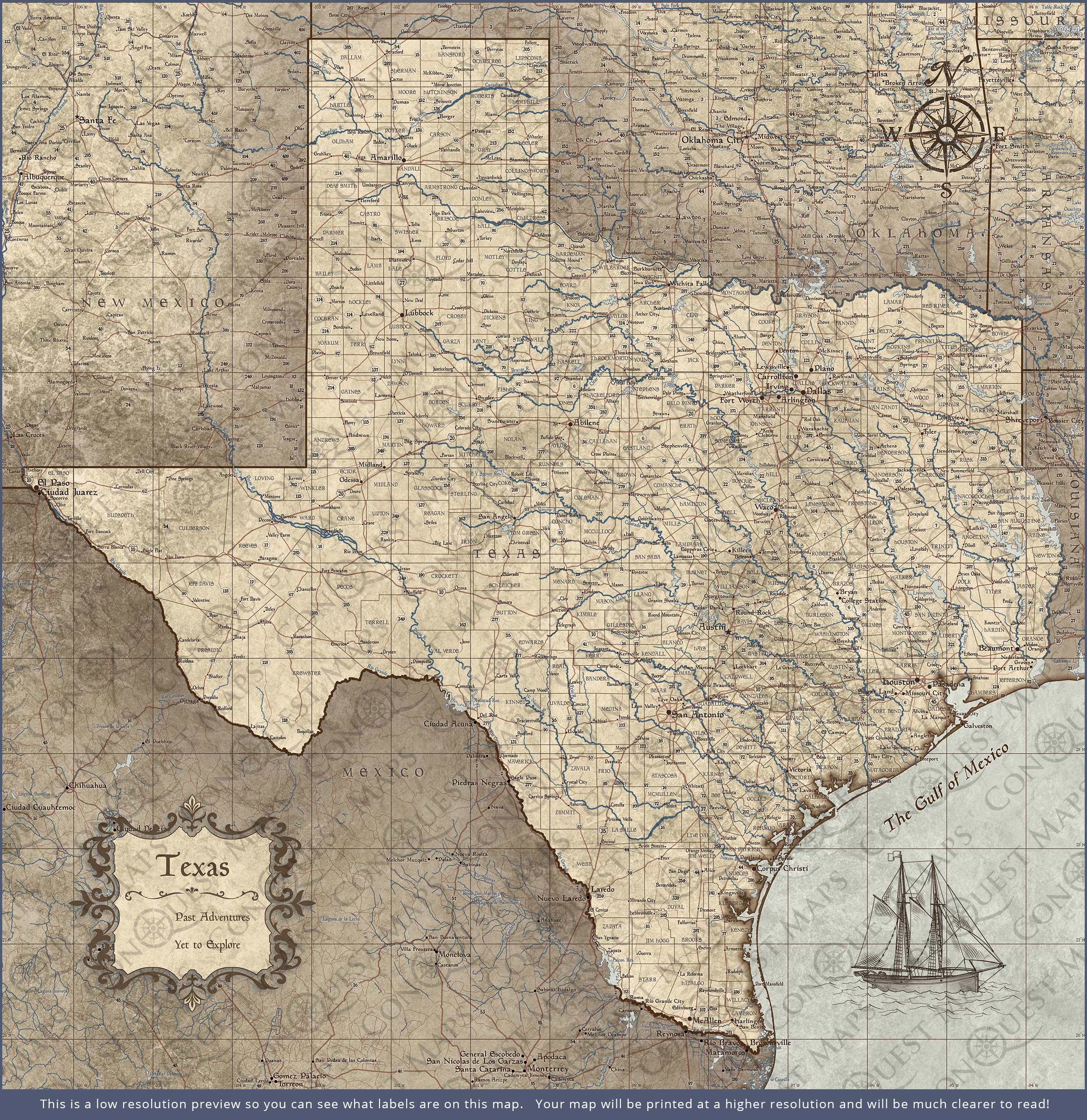 Push Pin Texas Map (Pin Board) - Rustic Vintage CM Pin Board