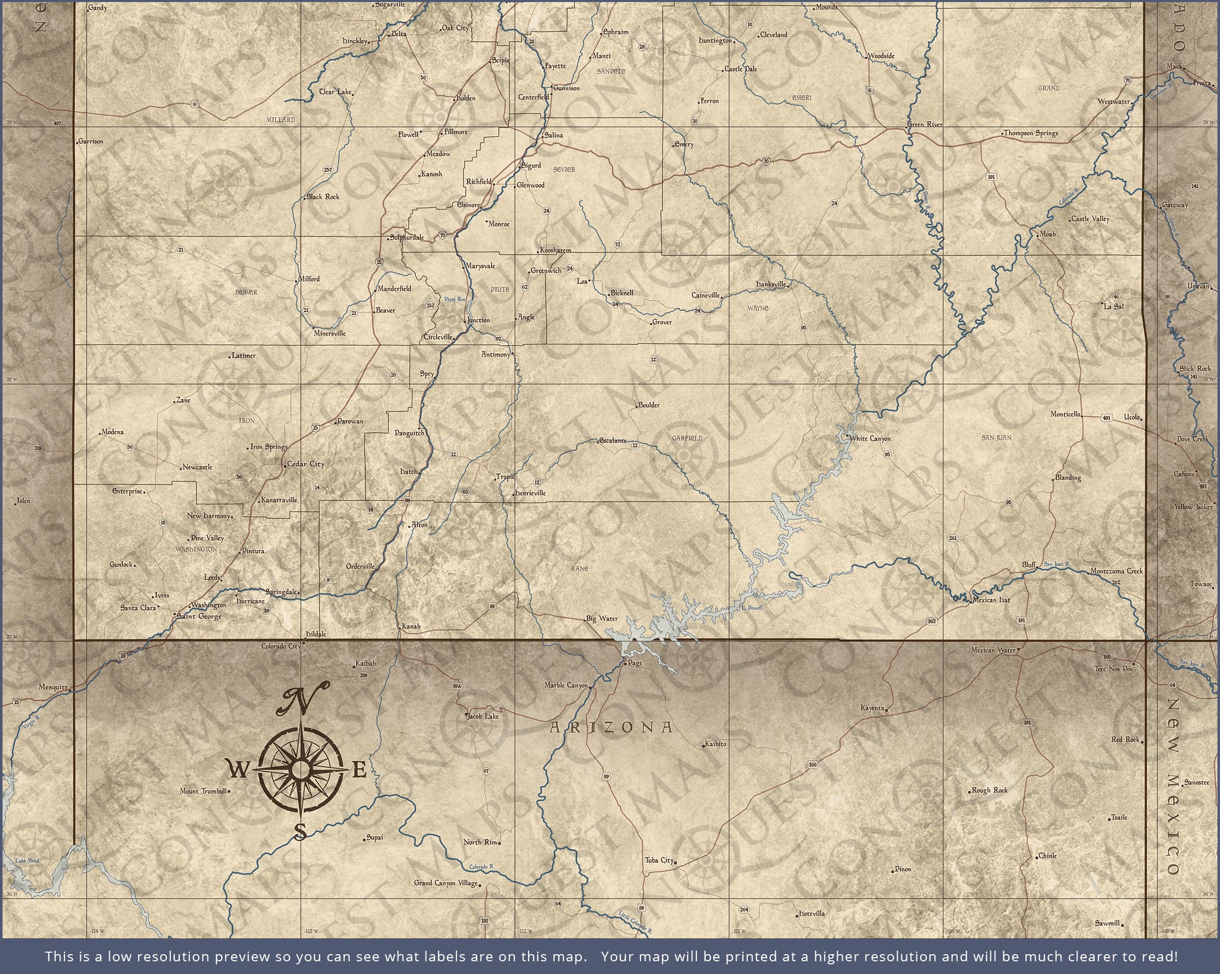 Push Pin Utah Map (Pin Board) - Rustic Vintage CM Pin Board