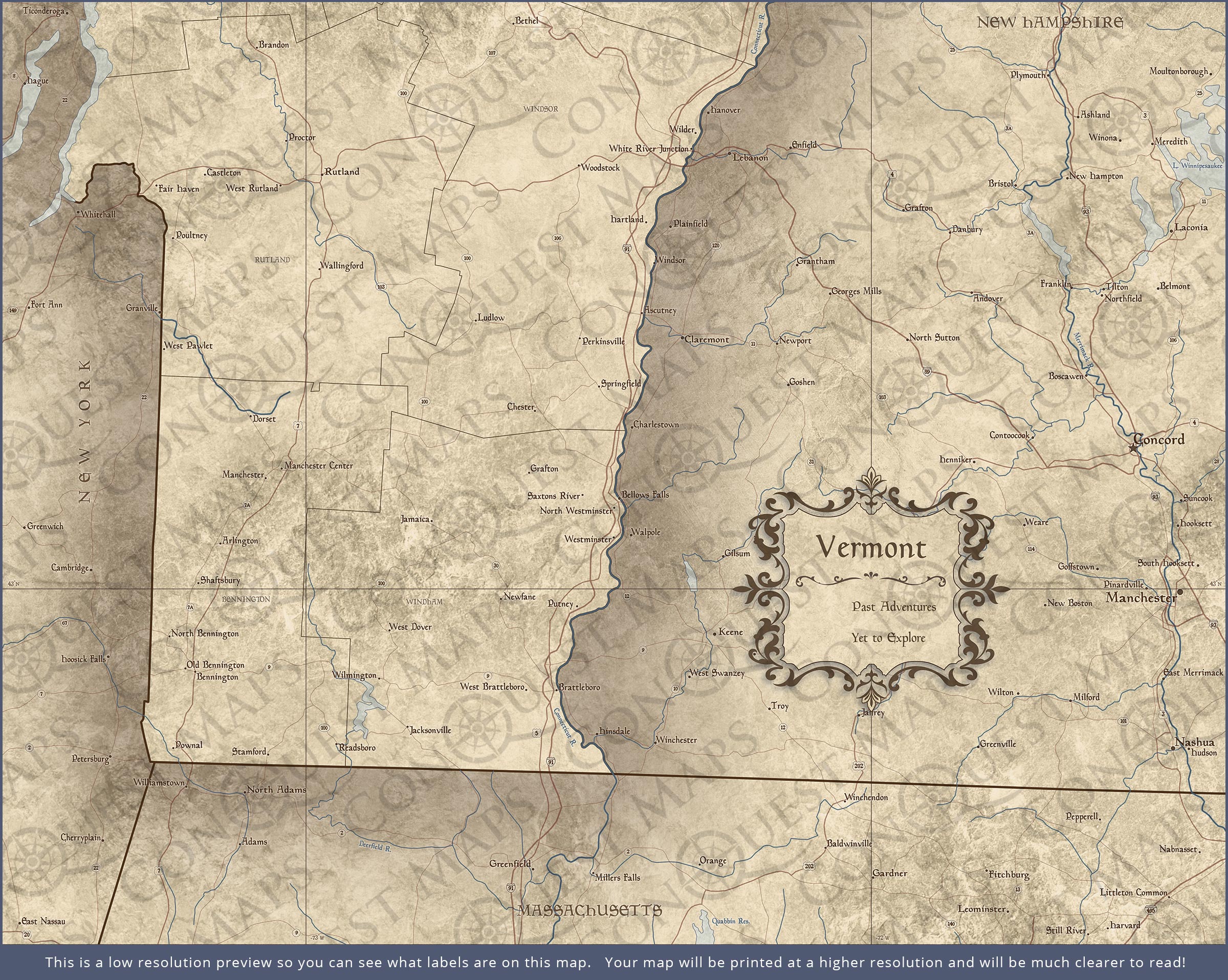 Push Pin Vermont Map (Pin Board) - Rustic Vintage CM Pin Board