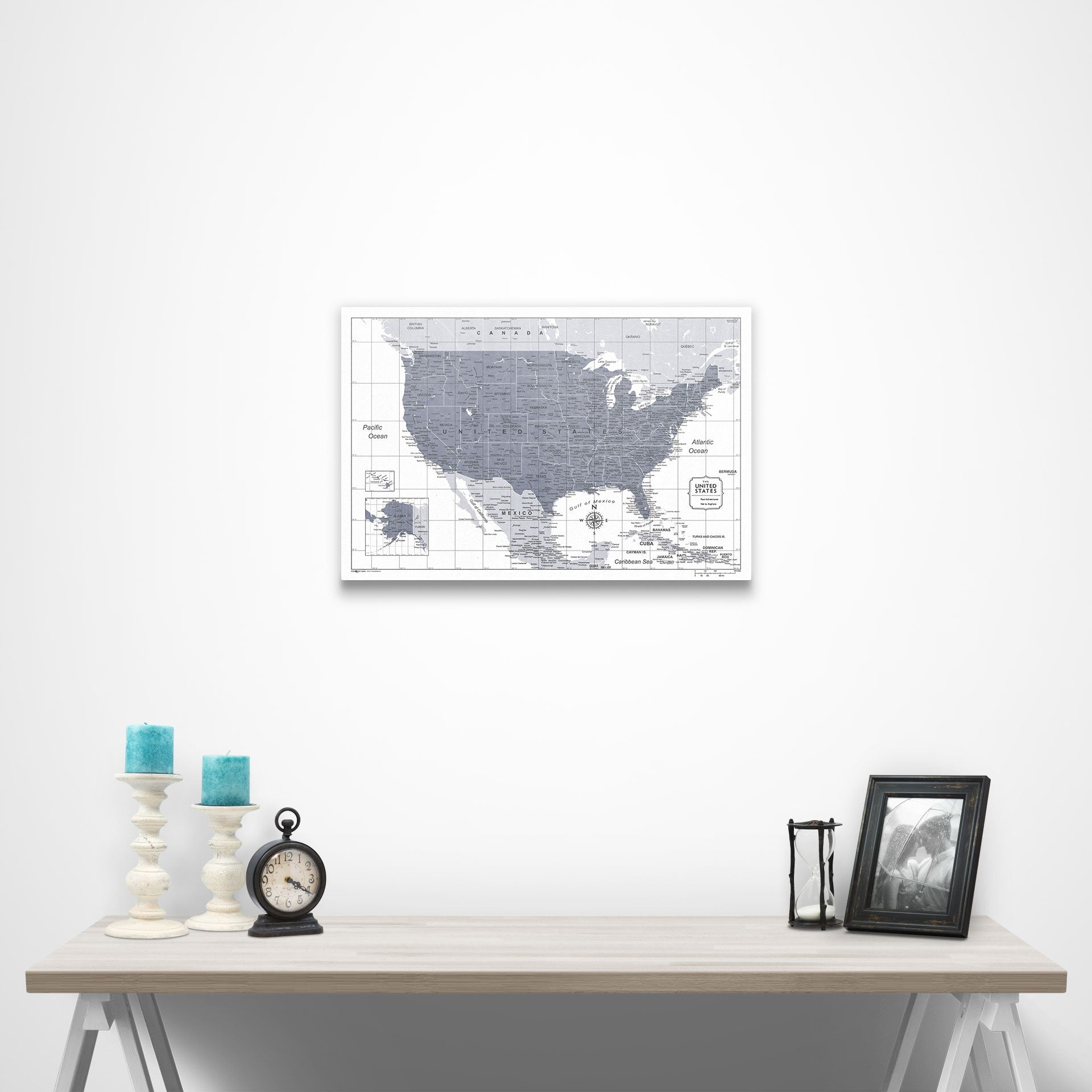 USA Map Poster - Dark Gray Color Splash CM Poster