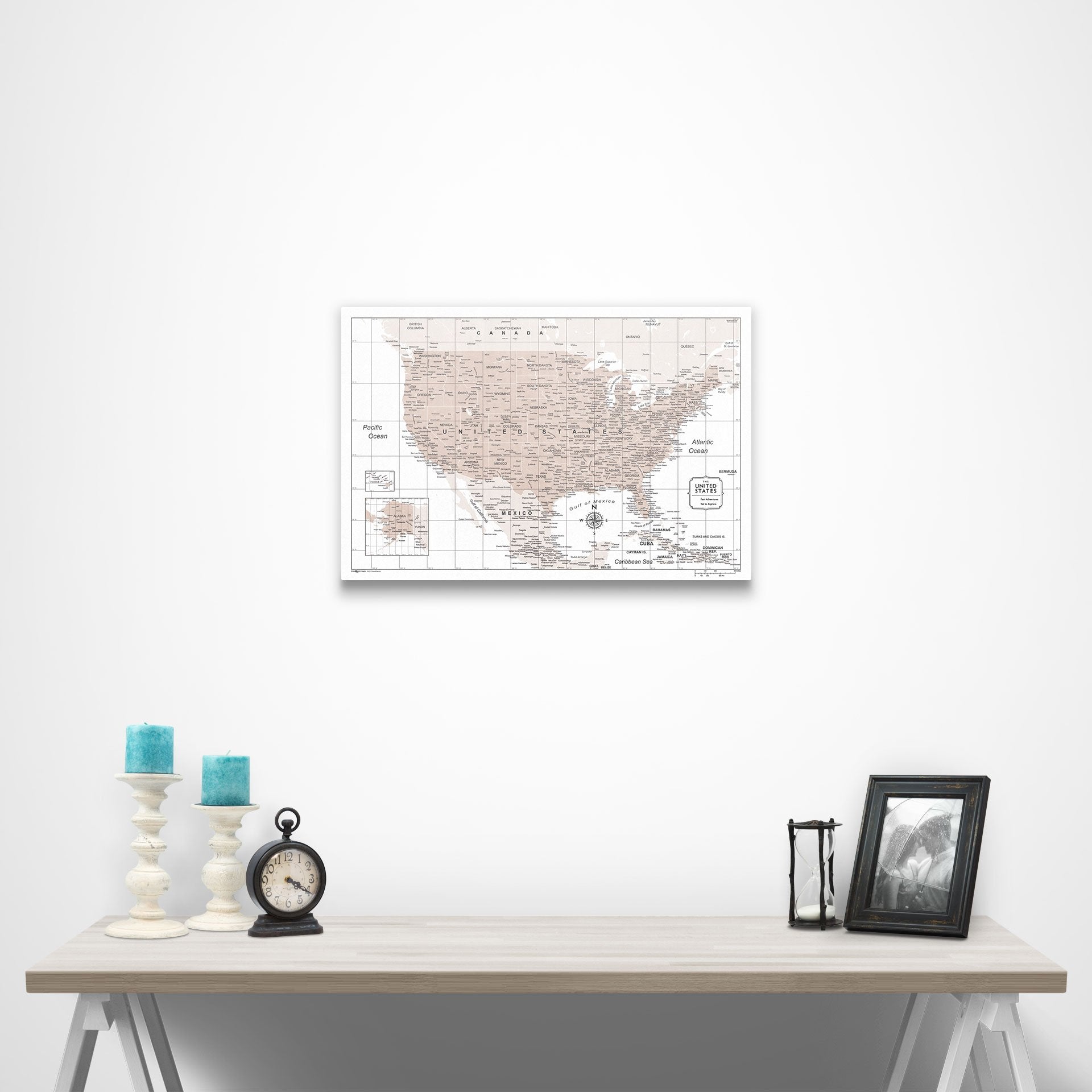 USA Map Poster - Light Brown Color Splash CM Poster