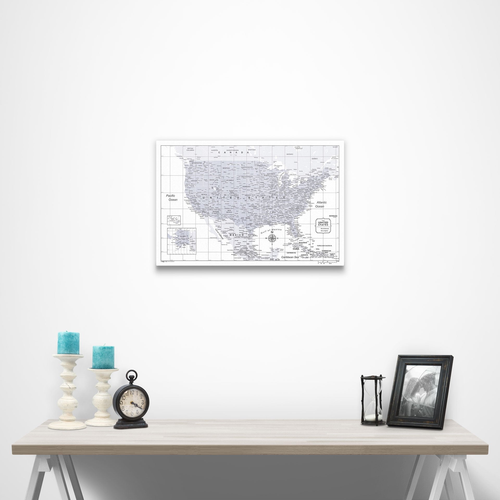 USA Map Poster - Light Gray Color Splash CM Poster