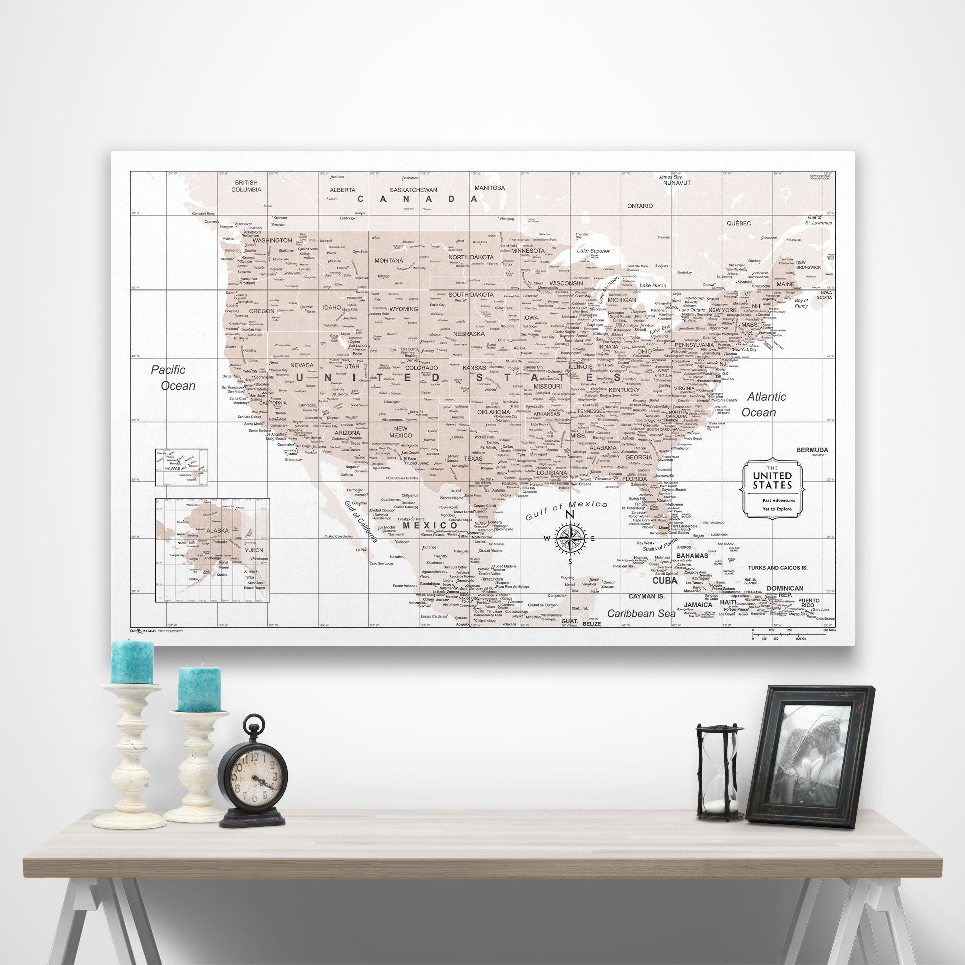 USA Map Poster - Light Brown Color Splash CM Poster