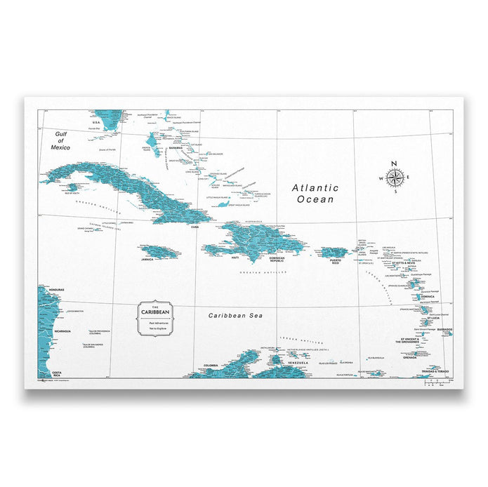 Push Pin Caribbean Map (Pin Board) - Teal Color Splash CM Pin Board