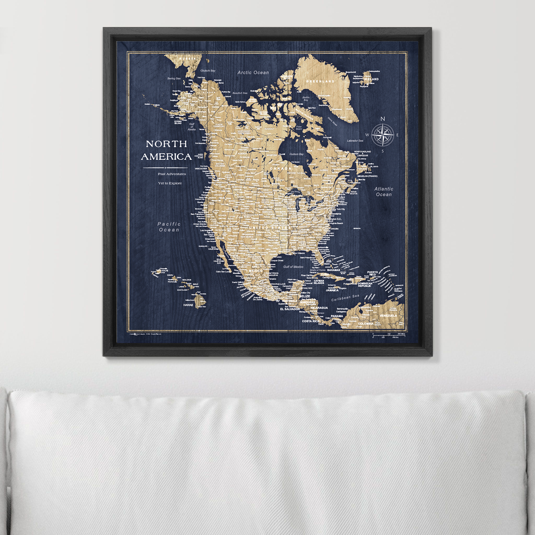 Push Pin North America Map (Pin Board) - Deep-Sea Drift