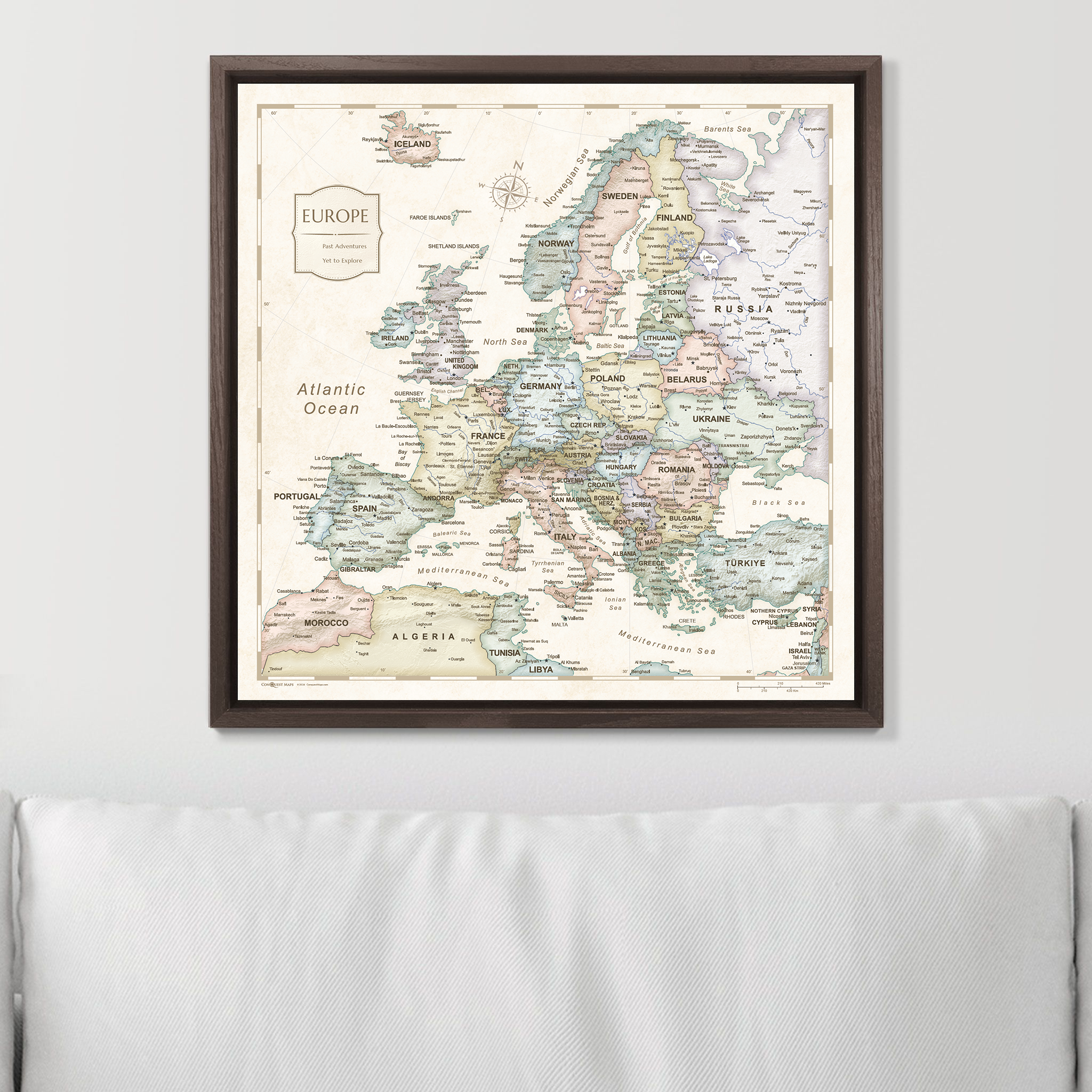 Push Pin Europe Map (Pin Board) - Desert Sunrise