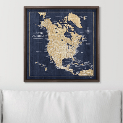 Push Pin North America Map (Pin Board) - Deep-Sea Drift