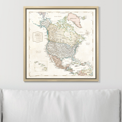 Push Pin North America Map (Pin Board) - Desert Sunrise