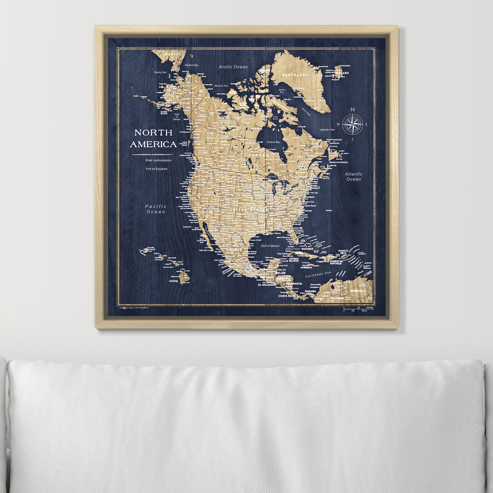 Push Pin North America Map (Pin Board) - Deep-Sea Drift