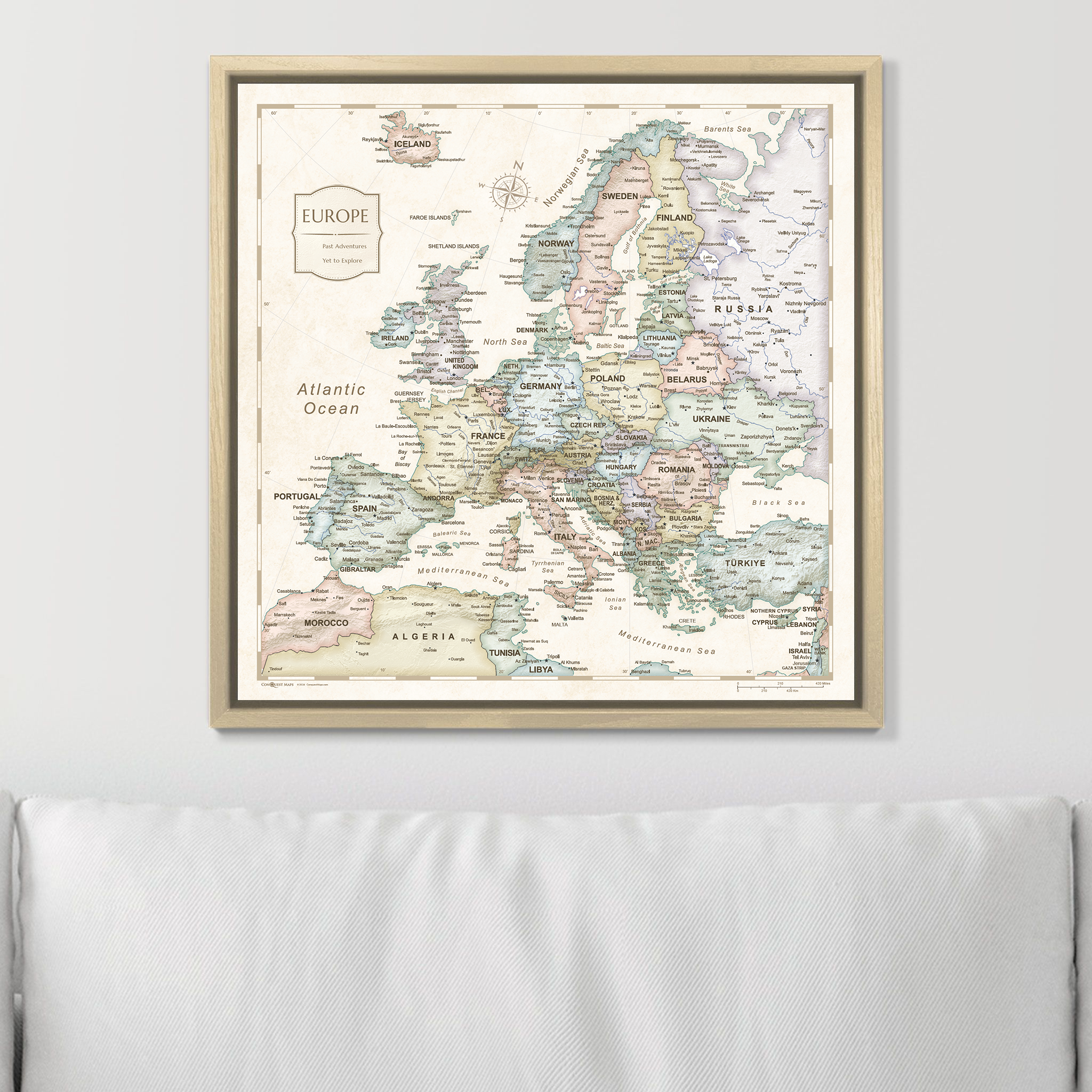 Push Pin Europe Map (Pin Board) - Desert Sunrise