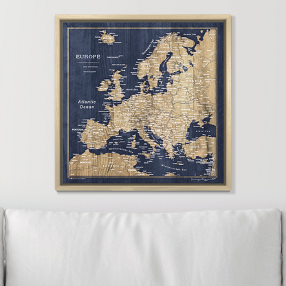 Push Pin Europe Map (Pin Board) - Deep-Sea Drift