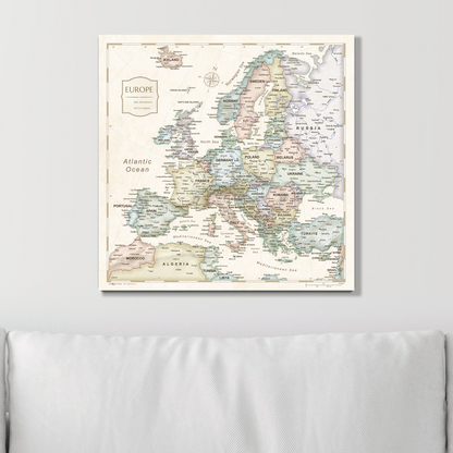 Push Pin Europe Map (Pin Board) - Desert Sunrise