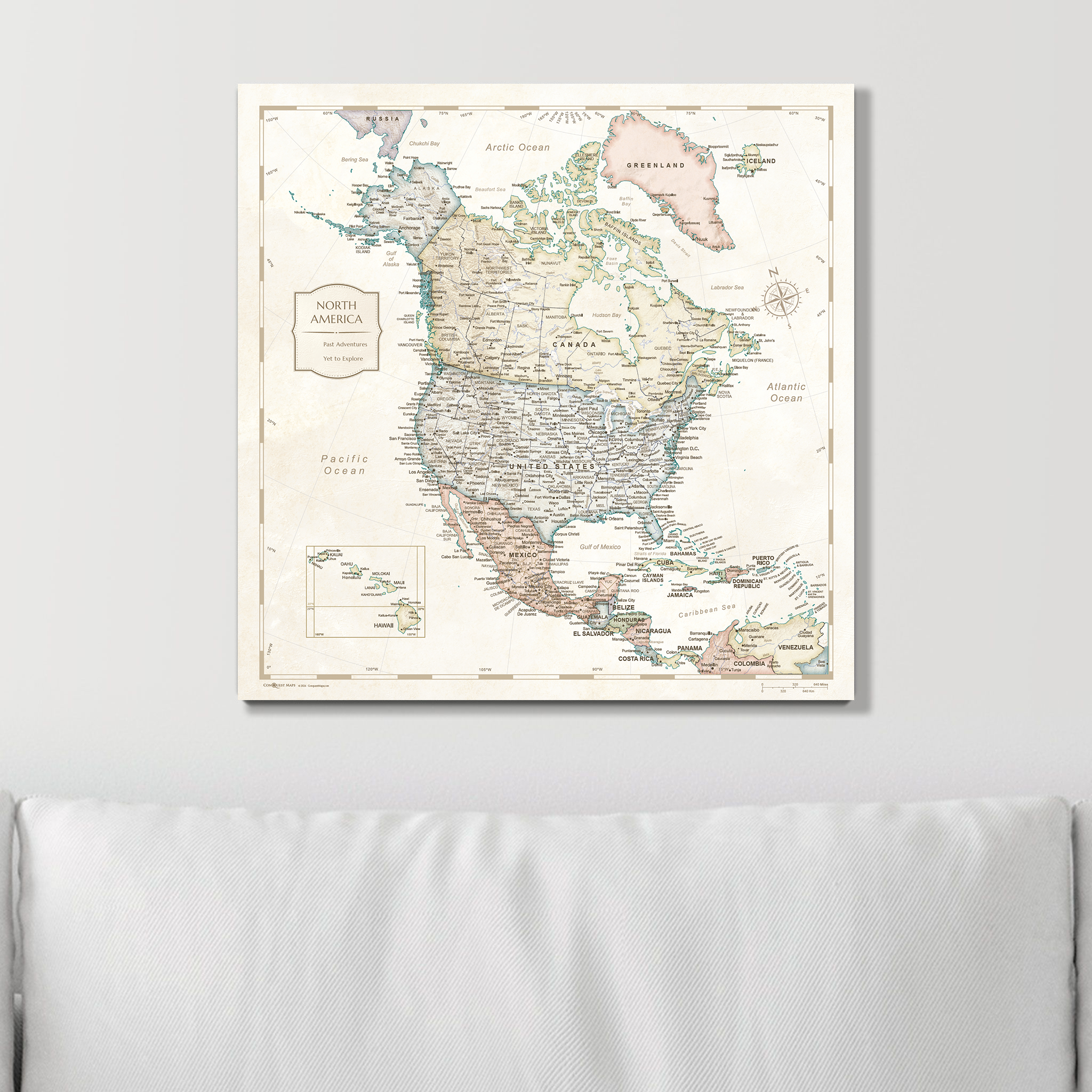 Push Pin North America Map (Pin Board) - Desert Sunrise