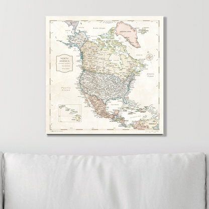 Push Pin North America Map (Pin Board) - Desert Sunrise
