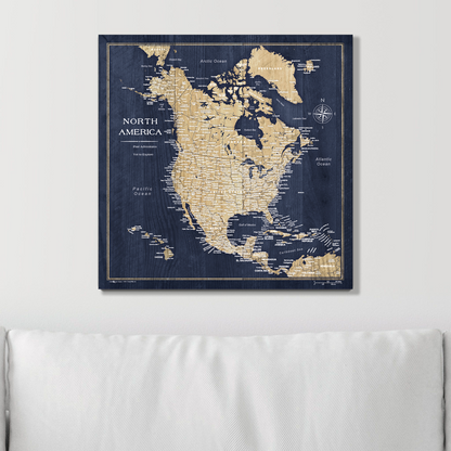 Push Pin North America Map (Pin Board) - Deep-Sea Drift