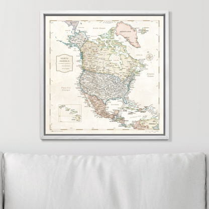 Push Pin North America Map (Pin Board) - Desert Sunrise