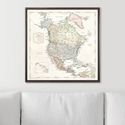 Push Pin North America Map (Pin Board) - Desert Sunrise