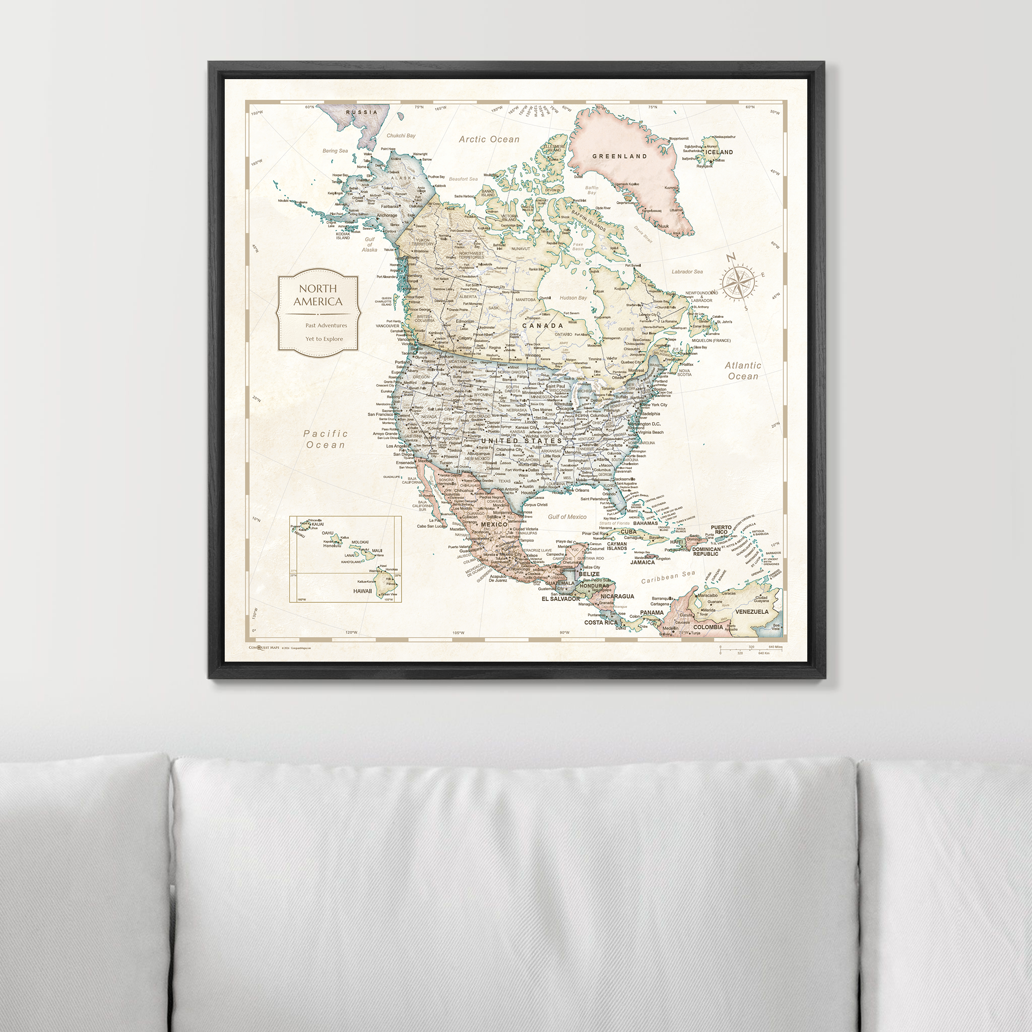 Push Pin North America Map (Pin Board) - Desert Sunrise