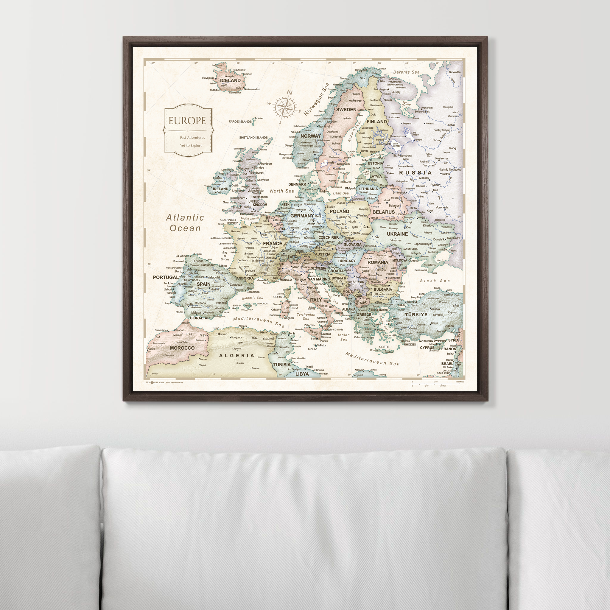 Push Pin Europe Map (Pin Board) - Desert Sunrise