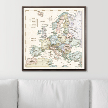 Push Pin Europe Map (Pin Board) - Desert Sunrise