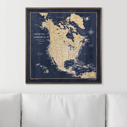 Push Pin North America Map (Pin Board) - Deep-Sea Drift