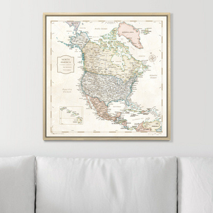 Push Pin North America Map (Pin Board) - Desert Sunrise
