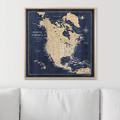 Push Pin North America Map (Pin Board) - Deep-Sea Drift
