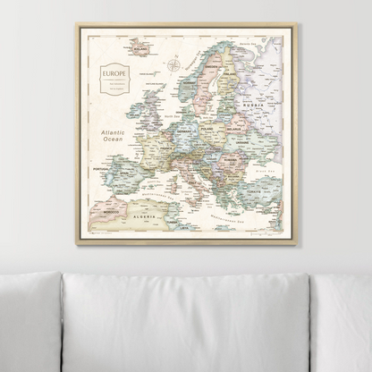 Push Pin Europe Map (Pin Board) - Desert Sunrise