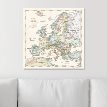 Push Pin Europe Map (Pin Board) - Desert Sunrise