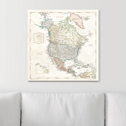 Push Pin North America Map (Pin Board) - Desert Sunrise