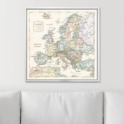 Push Pin Europe Map (Pin Board) - Desert Sunrise