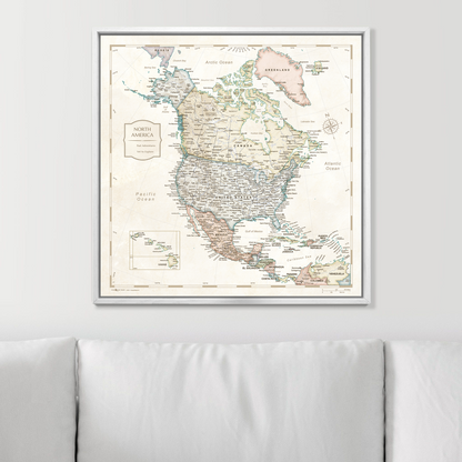 Push Pin North America Map (Pin Board) - Desert Sunrise