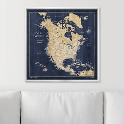 Push Pin North America Map (Pin Board) - Deep-Sea Drift