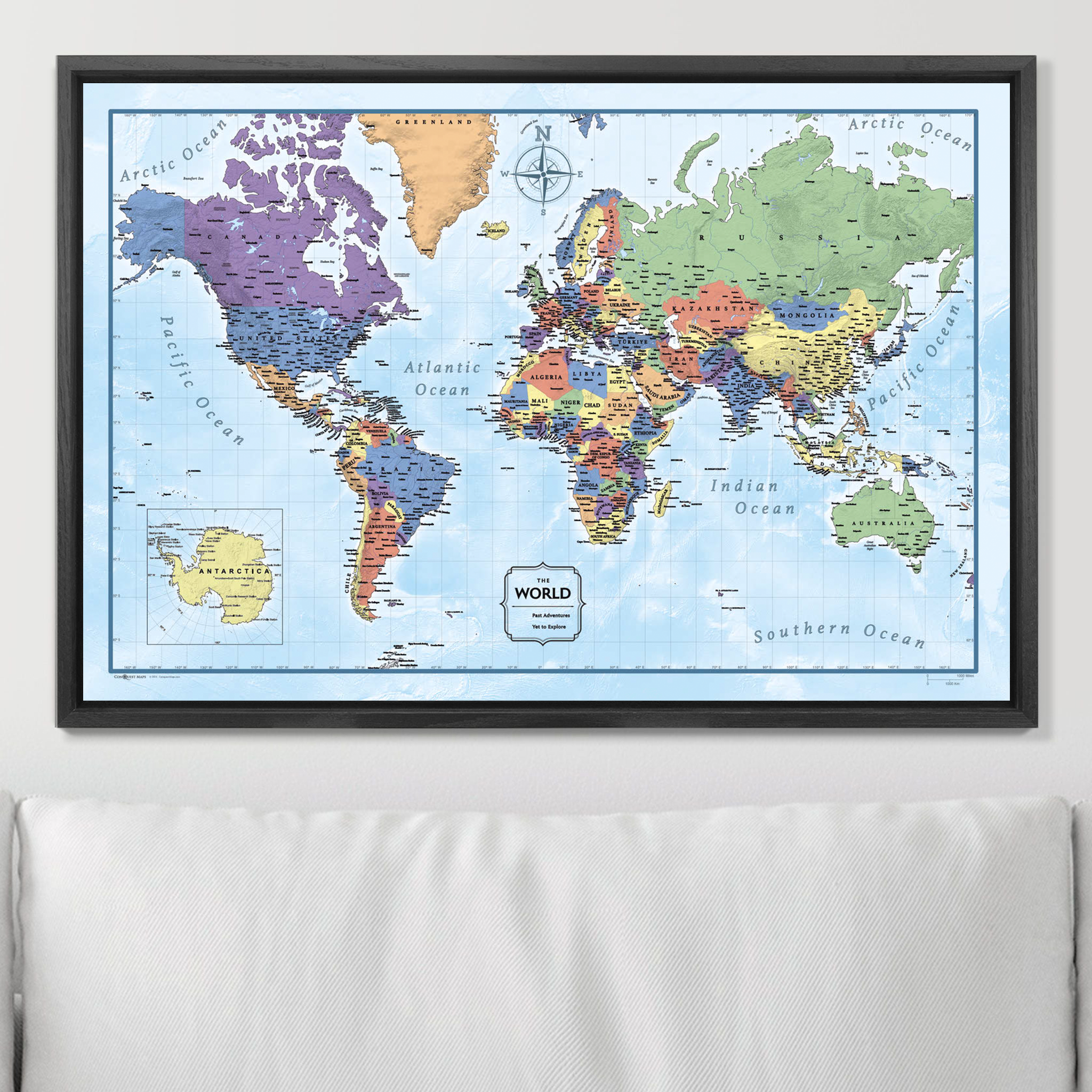 Push Pin World Map (Pin Board) - Rugged Earth CM Pin Board