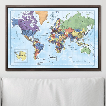Push Pin World Map (Pin Board) - Rugged Earth CM Pin Board