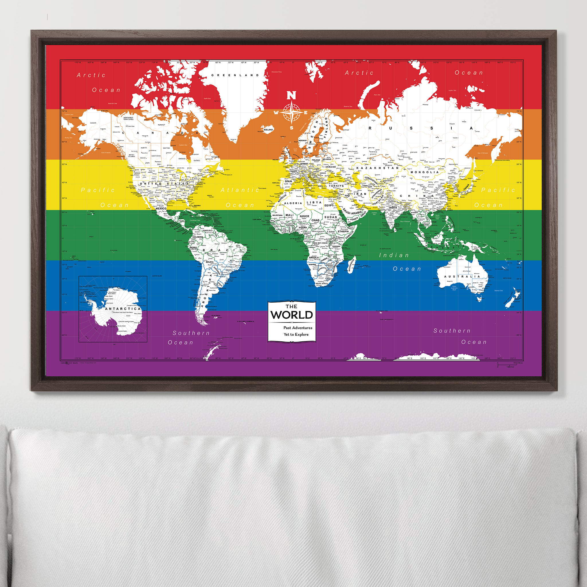 Push Pin World Map (Pin Board) - Rainbow Pride