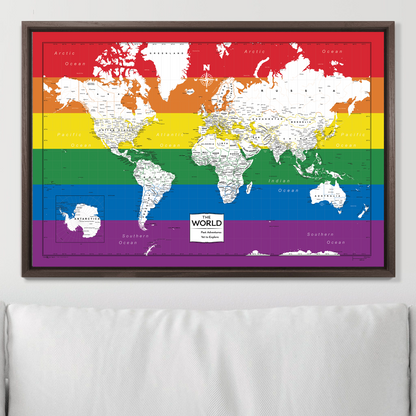Push Pin World Map (Pin Board) - Rainbow Pride