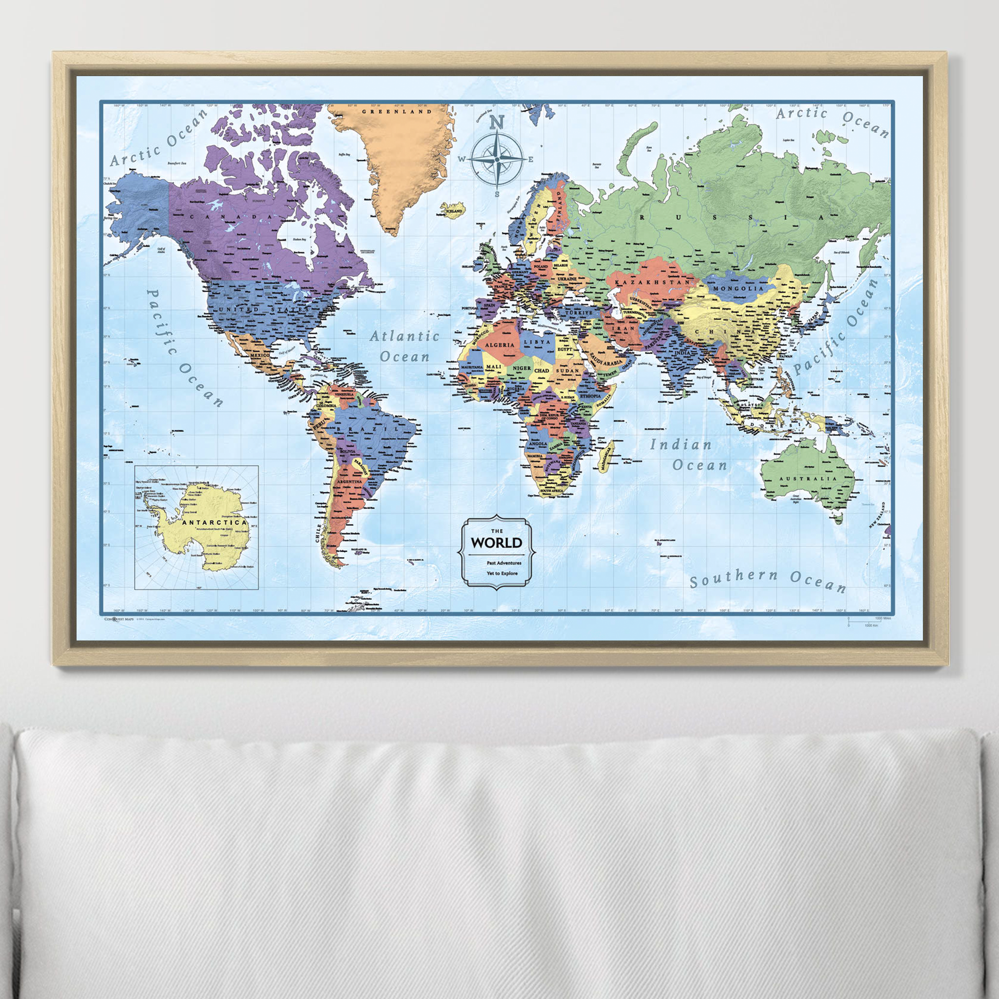 Push Pin World Map (Pin Board) - Rugged Earth CM Pin Board