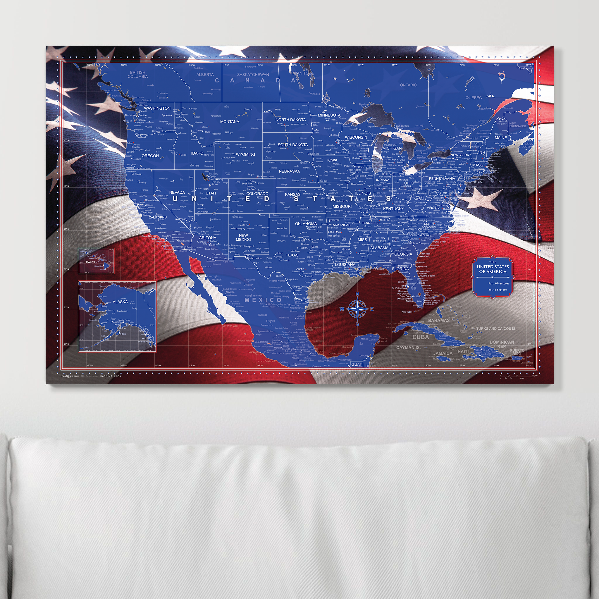 Push Pin USA Map (Pin Board) - Star Spangled 250th Anniversary Edition