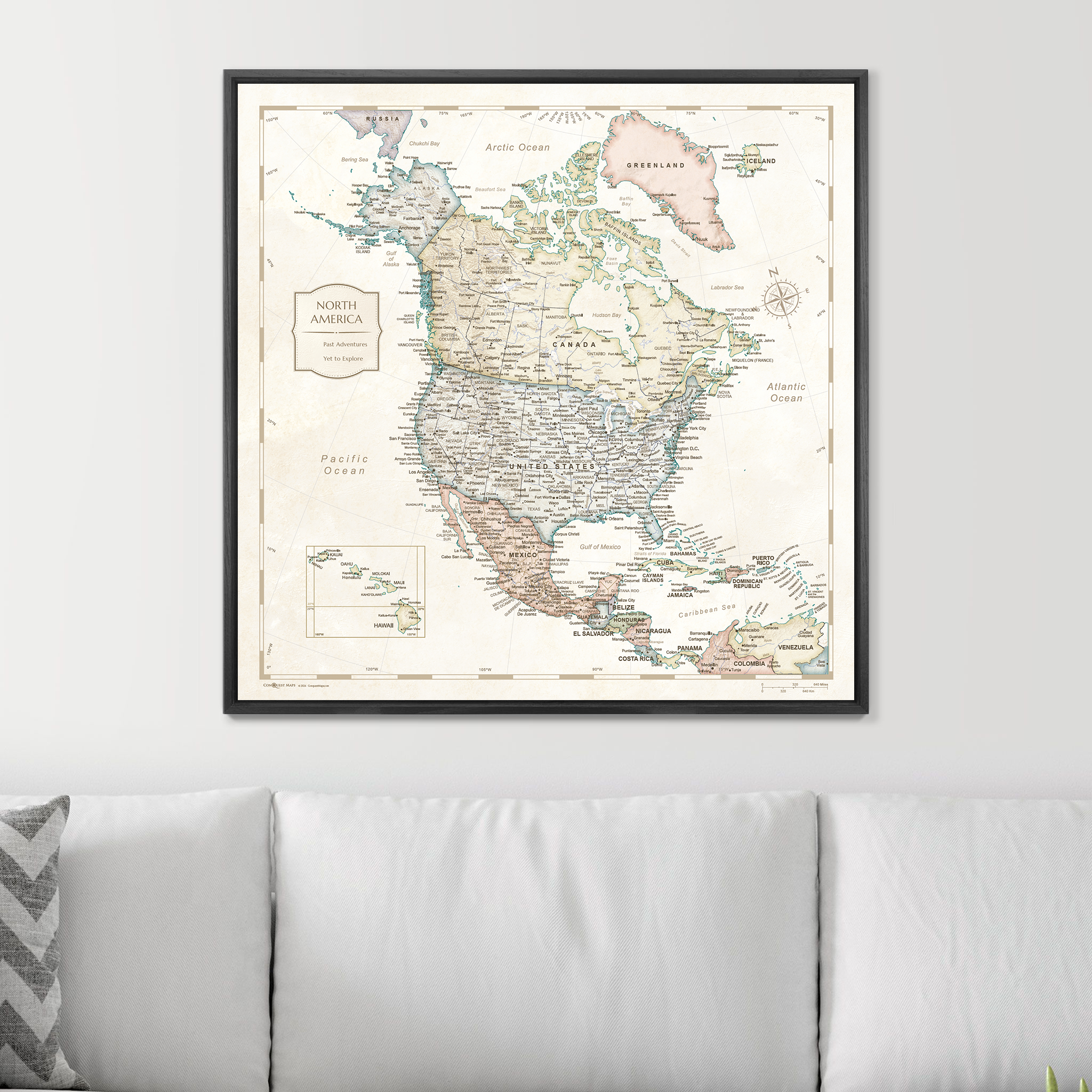Push Pin North America Map (Pin Board) - Desert Sunrise