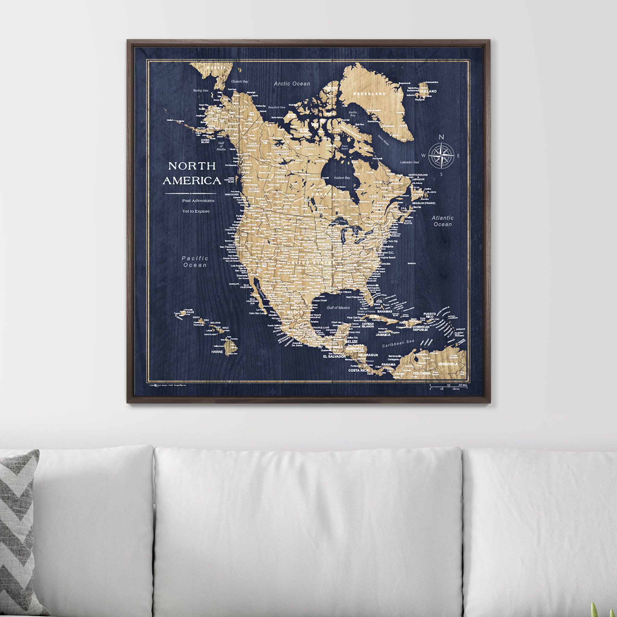 Push Pin North America Map (Pin Board) - Deep-Sea Drift