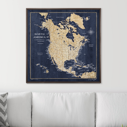 Push Pin North America Map (Pin Board) - Deep-Sea Drift