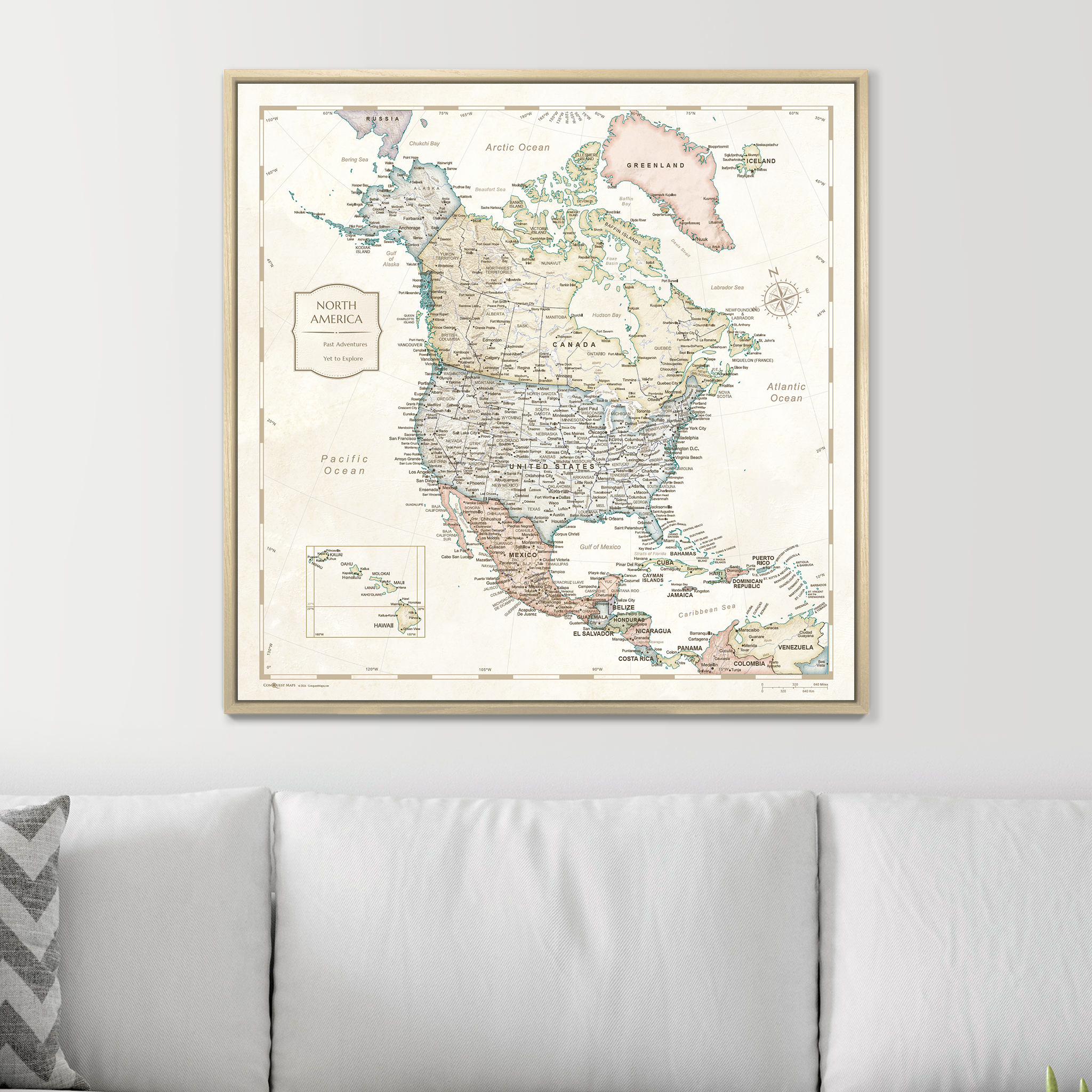Push Pin North America Map (Pin Board) - Desert Sunrise