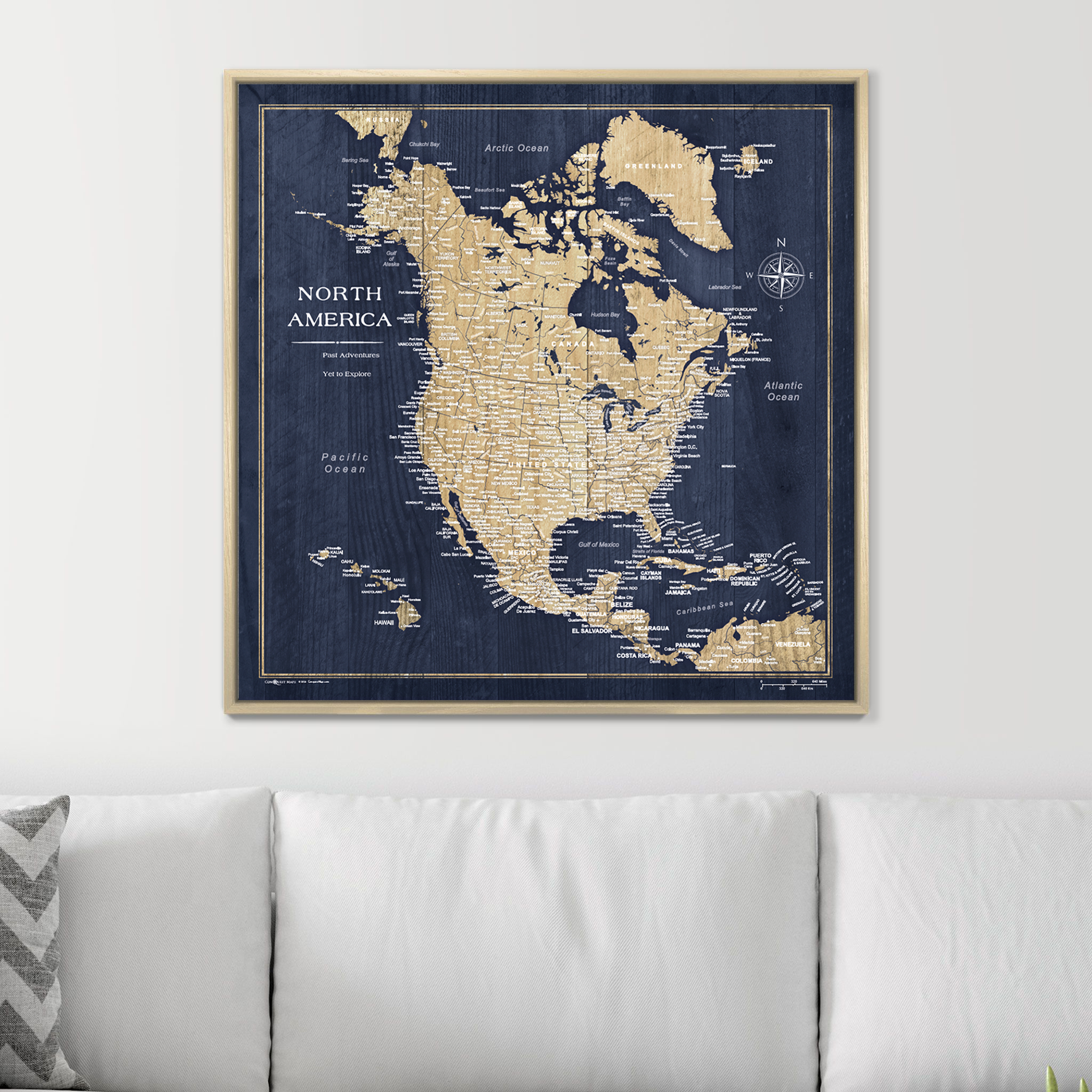 Push Pin North America Map (Pin Board) - Deep-Sea Drift