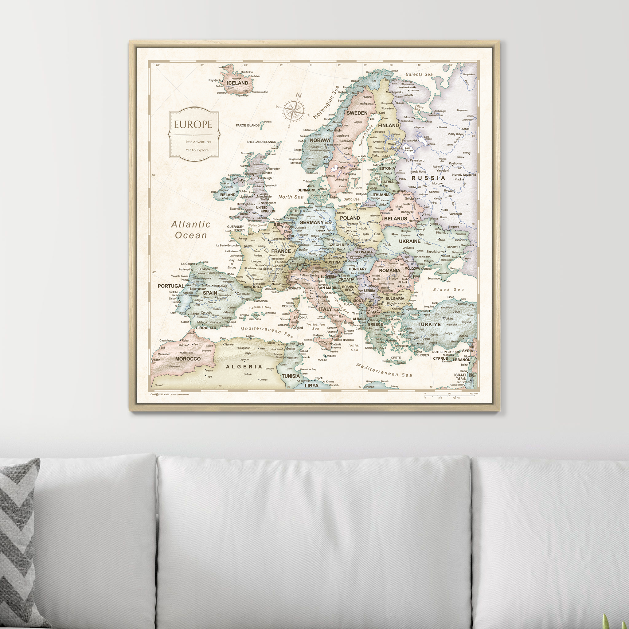 Push Pin Europe Map (Pin Board) - Desert Sunrise