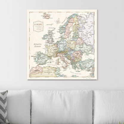 Push Pin Europe Map (Pin Board) - Desert Sunrise