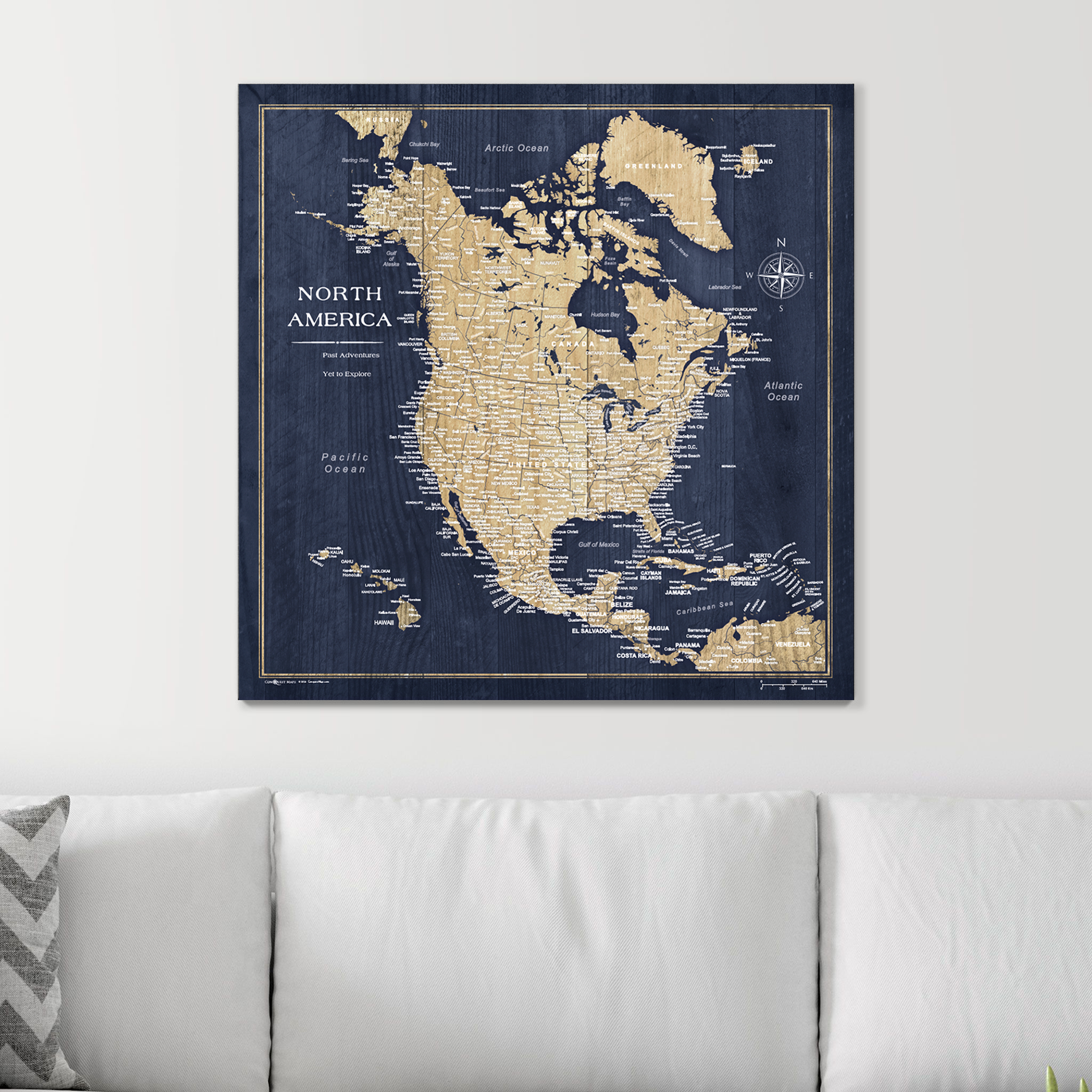 Push Pin North America Map (Pin Board) - Deep-Sea Drift